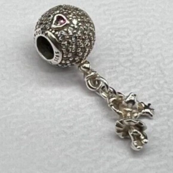 PANDORA DISNEY Floating MINNIE MOUSE Pave Dangle Charm Bead. Sterling Silver CZ. - Picture 3 of 5